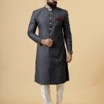 Classic Charcoal Grey Achkan for Men | Elegant Ethnic Wear | Jaipurio